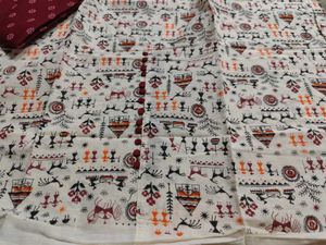 Warli Printed Cotton Top And Bottom