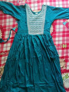 Teal Embroidered Kurta Dress