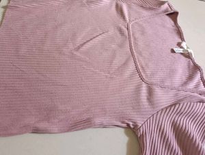 Pink Ribbed Long Sleeve Top