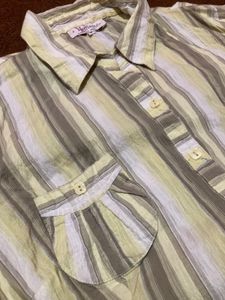 Striped Crinkled-Down Top