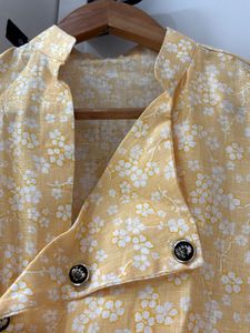 Floral Print Yellow Kurta