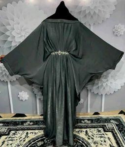 Elegant Dubai Kaftan Gray Abaya, Burqua
