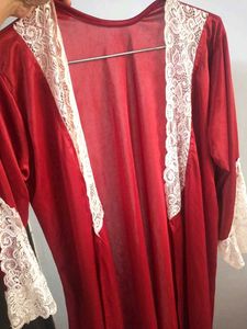 Red Lace Trim Robe