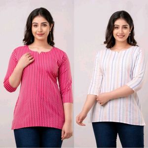 Striped Women's Tunic Top short Kurti for women