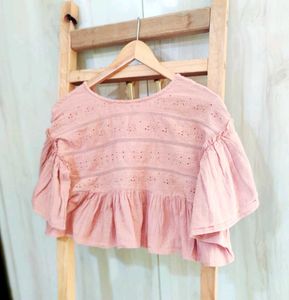 Light Brown Embroidery Work Top Size-42