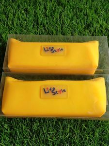 Yellow 'Life Style' Pencil Cases (Set of 2)