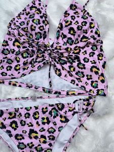 Pink Leopard Print Bikini Set
