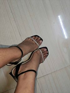 Black Heels with Rhinestone Straps