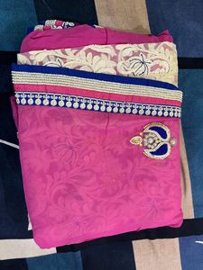 Pink White Saree For Festival And Weeding