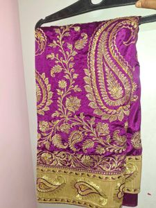 Embroidered Purple & Gold Saree