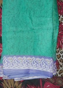 Green &amp; Gray Patterned Saree