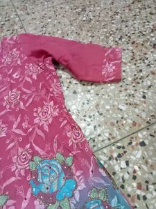 Pink Floral Kameez and Salwar set