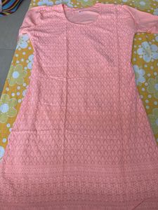 Peach Chikankari Kurti