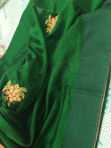 Green With Red Bordered Saree 😍..With Broad Lace