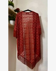 Rust-red Lace Kimono/Shrug