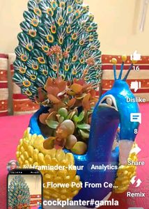 Hand Made Peacock Planter Pot