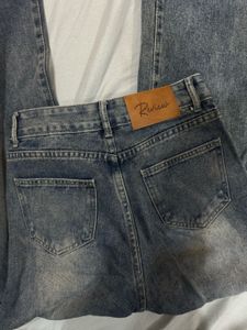 Blue straight leg women jeans