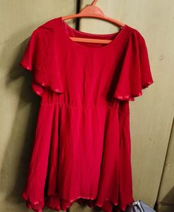 Red Cape Sleeve Dress