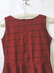 Exclusive Maroon Criss Cross Neck Dress