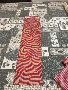 Dress Material - Red &amp; Beige