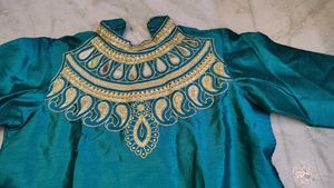 Teal Real Mirror Work Kurta