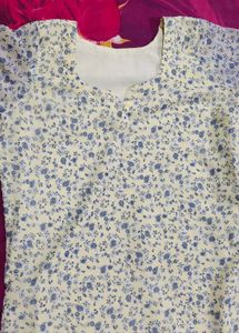 Floral Butter Yellow Kurti