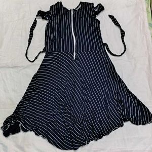 Striped Girls Dress with Floral Accent