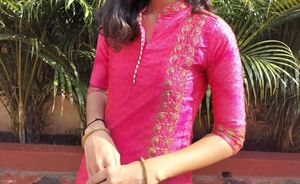 Pink Embroidered Kurta