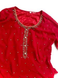 Elegant Red Kurta Set only one time used