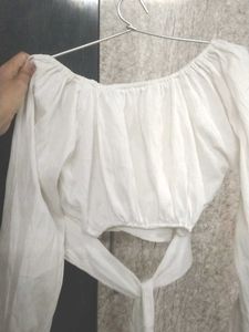 White Tie-Back Crop Top