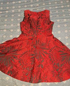 Red Floral Cutout Dress