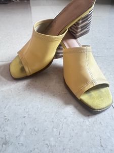 LUNA BLU by Westside Yellow Block-Heeled Mules
