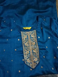 Teal Embellished Kurta