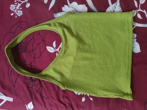 Lime Green Backless Halter Neck Top
