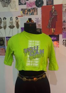 Neon Green Boxy Graphic Tee