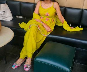 Elegant neon green dhoti Suit