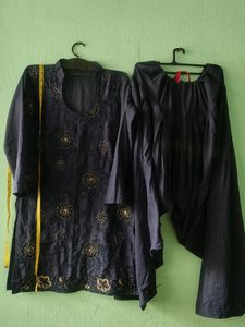 Used Patyala Suit Navy Blue
