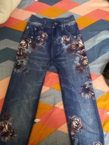 Floral Print Denim Jeans