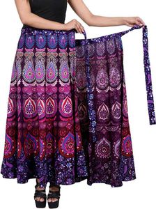 Printed Wrap Around Pink Purple Skirt