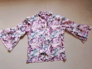 Floral Print Bell Sleeve Top
