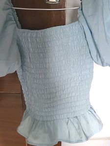 Chic Blue Puff Sleeve Top