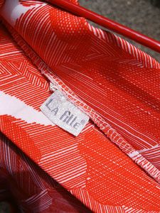 Brick Red &amp; White Geometric Print Skirt