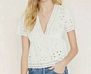Zara White Eyelet Blouse