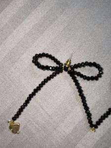 Black Bow Beaded Earrings