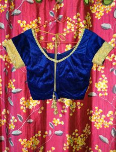 Blue Net-Velvet Lehenga Choli Set 💙