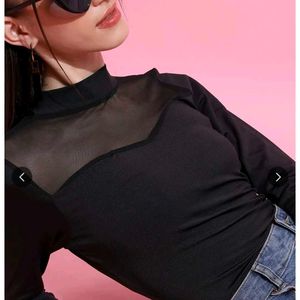 Chic Black Mesh Top