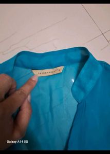 Aqua Blue Zipper Top