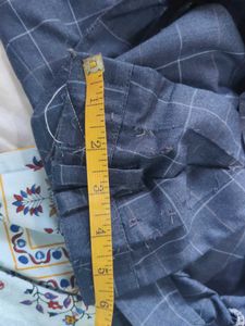 Navy Blue Checked Blazer With Pant