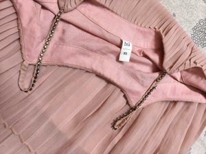 Women Pink Flared Double Layered Sleeveless Top
