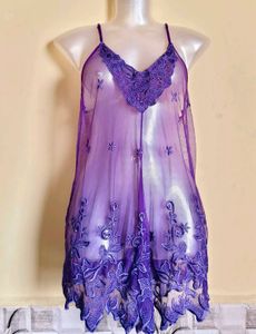 🎁Buy 2 Get 1 Free 🎁Purple Embroidered Nightgown